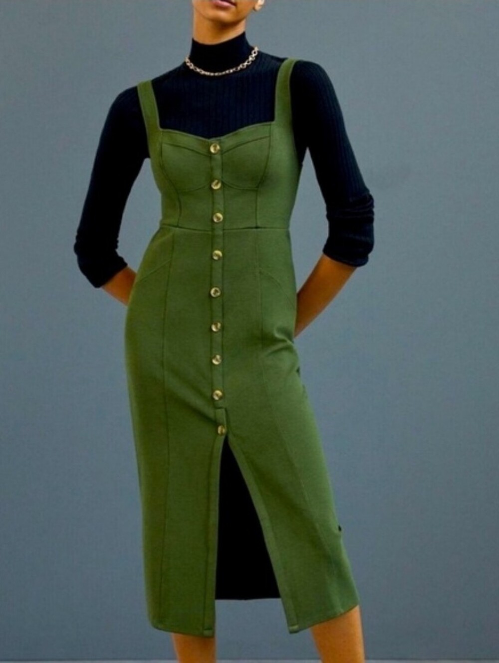 Anthropologie Maeve Moss Green Corset Dress 10P